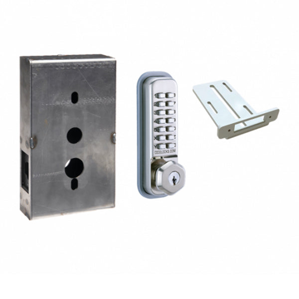 Code Locks - CL250 Gate Box Kit - Mechanical Lock - Light Duty - Dual Backset Deadlatch 2 3/4" - 2 3/8" - Mortise Tubular Latchbolt Gate Box Kit - Key Override - Fire Rated - Grade 2 - UHS Hardware