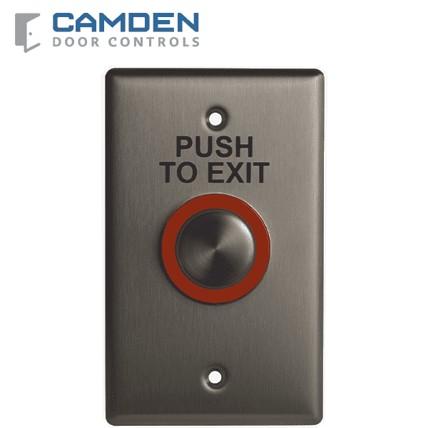 Camden CM-9600/7 - Push/Exit Switch - Illuminated Piezoelectric - w/ Faceplate Graphic Push to Exit - 12/24 VDC - UHS Hardware Camden CM-9600/7 - Push/Exit Switch - Illuminated Piezoelectric - w/ Faceplate Graphic Push to Exit - 12/24 VDC - UHS Hardware