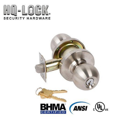 HQ LOCK 4374 - Commercial Door Knob - Grade 2 - Satin Chrome - SC4 - Storeroom - UHS Hardware HQ LOCK 4374 - Commercial Door Knob - Grade 2 - Satin Chrome - SC4 - Storeroom - UHS Hardware