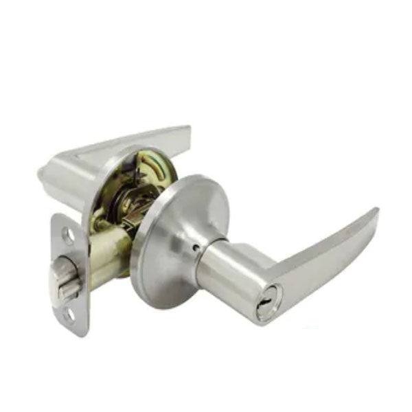Cal-Royal - Chelsie - Light Duty Cylindrical Lever Set - Entrance - Lenox Lever - Round Rose - Satin Nickel - Grade 3 - UHS Hardware Cal-Royal - Chelsie - Light Duty Cylindrical Lever Set - Entrance - Lenox Lever - Round Rose - Satin Nickel - Grade 3 - UHS Hardware