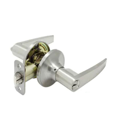 Cal-Royal - Chelsie - Light Duty Cylindrical Lever Set - Entrance - Lenox Lever - Round Rose - Satin Nickel - Grade 3 - UHS Hardware Cal-Royal - Chelsie - Light Duty Cylindrical Lever Set - Entrance - Lenox Lever - Round Rose - Satin Nickel - Grade 3 - UHS Hardware