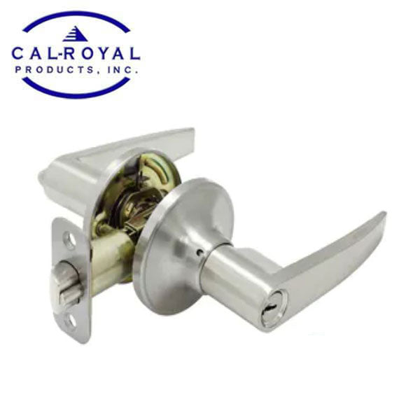 Cal-Royal - Chelsie - Light Duty Cylindrical Lever Set - Entrance - Lenox Lever - Round Rose - Satin Nickel - Grade 3 - UHS Hardware Cal-Royal - Chelsie - Light Duty Cylindrical Lever Set - Entrance - Lenox Lever - Round Rose - Satin Nickel - Grade 3 - UHS Hardware
