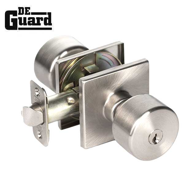 Contemporary Flat Ball Door Knob Set - Entrance - Square Rose - Satin Nickel - Grade 3 - UHS Hardware Contemporary Flat Ball Door Knob Set - Entrance - Square Rose - Satin Nickel - Grade 3 - UHS Hardware