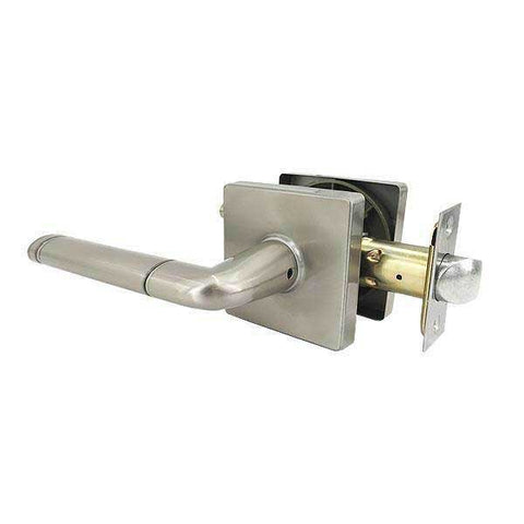 Premium Contemporary Lever Set Lock - Square Rose -Bright Satin Nickel - Passage - Grade 3 - UHS Hardware Premium Contemporary Lever Set Lock - Square Rose -Bright Satin Nickel - Passage - Grade 3 - UHS Hardware