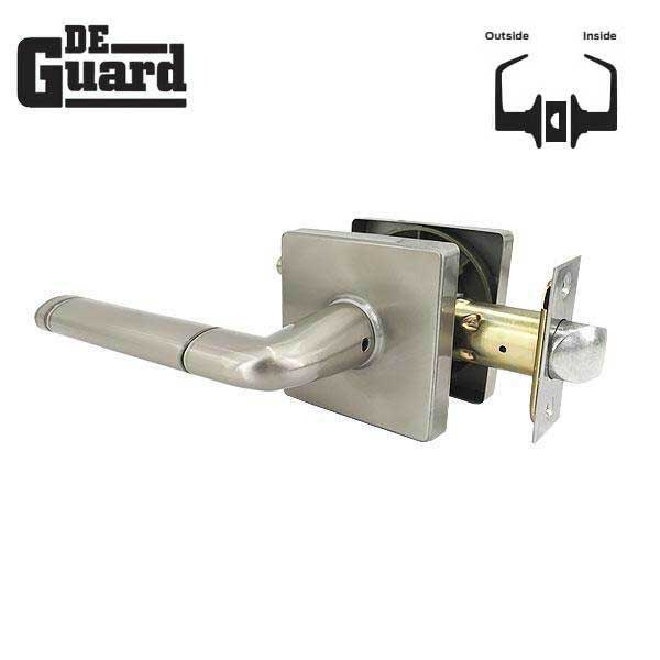 Premium Contemporary Lever Set Lock - Square Rose -Bright Satin Nickel - Passage - Grade 3 - UHS Hardware Premium Contemporary Lever Set Lock - Square Rose -Bright Satin Nickel - Passage - Grade 3 - UHS Hardware