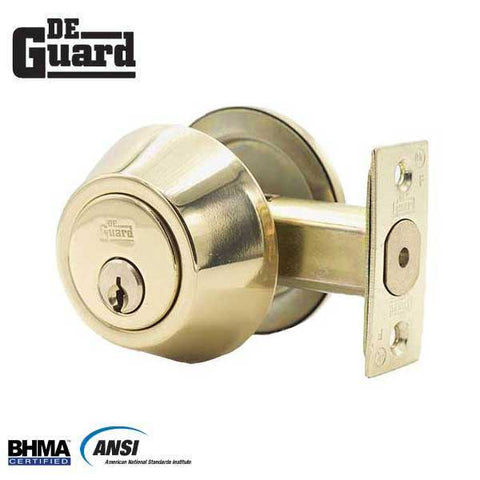 Premium Single Cylinder Deadbolt - Polished Brass - Grade 3 - ( SC1 / KW1 ) - UHS Hardware Premium Single Cylinder Deadbolt - Polished Brass - Grade 3 - ( SC1 / KW1 ) - UHS Hardware