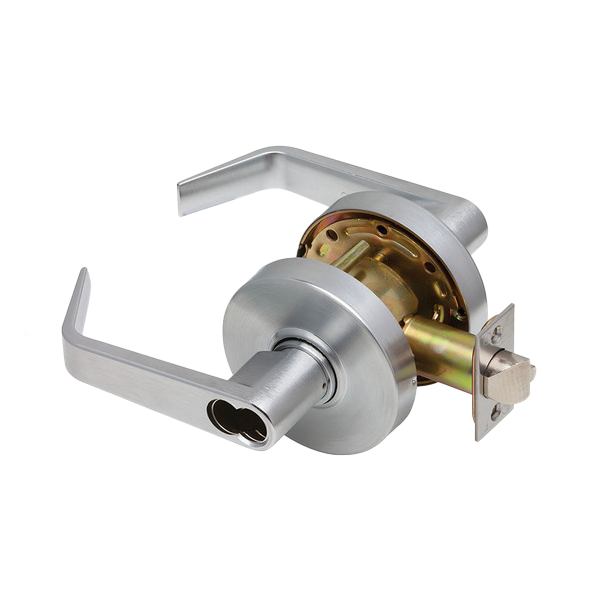 Dexter C2000 - Commercial Lever Set Handle - 2-3/4” Backset - Storeroom - SFIC Less Core - Satin Chrome - Grade 2 - UHS Hardware Dexter C2000 - Commercial Lever Set Handle - 2-3/4” Backset - Storeroom - SFIC Less Core - Satin Chrome - Grade 2 - UHS Hardware