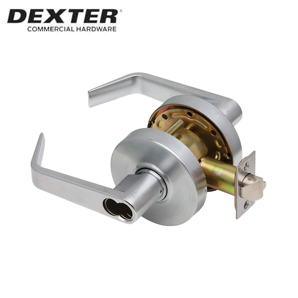 Dexter C2000 - Commercial Lever Set Handle - 2-3/4” Backset - Storeroom - SFIC Less Core - Satin Chrome - Grade 2 - UHS Hardware Dexter C2000 - Commercial Lever Set Handle - 2-3/4” Backset - Storeroom - SFIC Less Core - Satin Chrome - Grade 2 - UHS Hardware