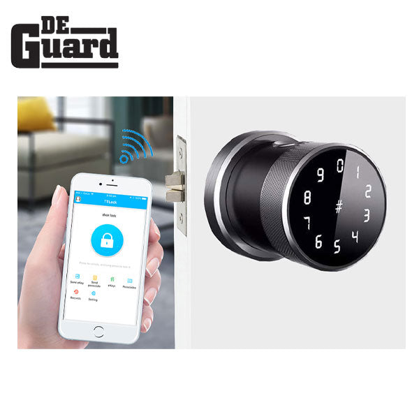 Premium Biometric Fingerprint Knob Lock - Latch w/ Bluetooth / Key Fob / Code Access - UHS Hardware Premium Biometric Fingerprint Knob Lock - Latch w/ Bluetooth / Key Fob / Code Access - UHS Hardware