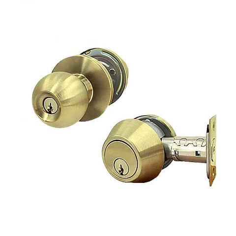 Premium Commercial Combo Lock Set w/ Knob & Deadbolt - US3 - Polished Brass – SC4 Keyway – Grade 2 - UHS Hardware Premium Commercial Combo Lock Set w/ Knob & Deadbolt - US3 - Polished Brass – SC4 Keyway – Grade 2 - UHS Hardware