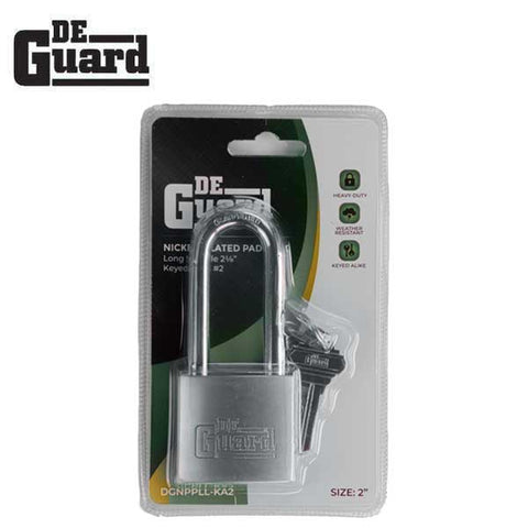 Premium - Nickel Plated Padlock - SC1 Keyway - Long Shackle 2 1/8" - Keyed Alike #2 - UHS Hardware Premium - Nickel Plated Padlock - SC1 Keyway - Long Shackle 2 1/8" - Keyed Alike #2 - UHS Hardware