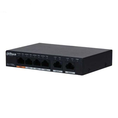 Dahua / Unmanaged PoE Gigabit Switch / Layer 2 / 4-Port / Ethernet / 53 VDC / 60W / PFS3006-4GT-60 - UHS Hardware Dahua / Unmanaged PoE Gigabit Switch / Layer 2 / 4-Port / Ethernet / 53 VDC / 60W / PFS3006-4GT-60 - UHS Hardware