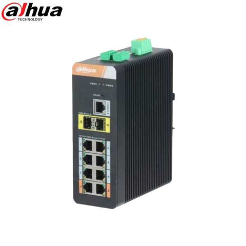 Dahua / PoE Ethernet Switch / Industrial / 8-Port / 48-57 VDC / 120W / Managed / PFS4210-8GT-DP - UHS Hardware Dahua / PoE Ethernet Switch / Industrial / 8-Port / 48-57 VDC / 120W / Managed / PFS4210-8GT-DP - UHS Hardware