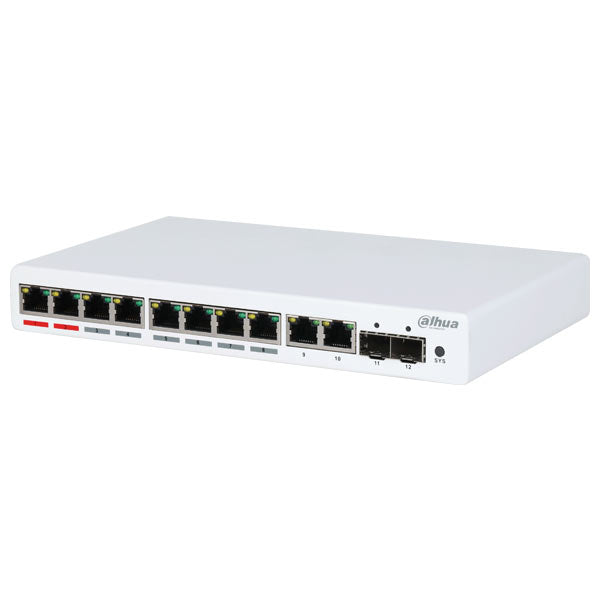 Dahua / PoE Ethernet Switch / 12-Port / 8-Port PoE / 250m PoE / Managed / 5 Year Warranty / DH-PFS4212-8GT-96 - UHS Hardware