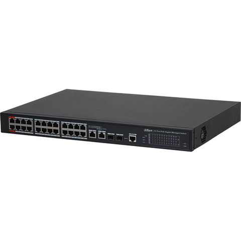 Dahua / PoE Ethernet Switch / 24-Port / 250m PoE / Managed / DH-PFS4226-24ET2GF-360 Dahua / PoE Ethernet Switch / 24-Port / 250m PoE / Managed / DH-PFS4226-24ET2GF-360