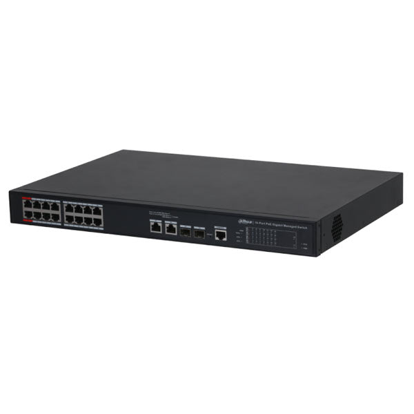Dahua / PoE Ethernet Switch / 16-Port / 250m PoE / Managed / DH-PFS4218-16GT2GF-240 - UHS Hardware Dahua / PoE Ethernet Switch / 16-Port / 250m PoE / Managed / DH-PFS4218-16GT2GF-240 - UHS Hardware