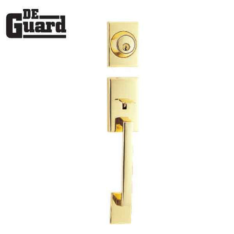 Premium Square "Lyndale" Style Design Handleset w/ Interior Knob - PB (SC1 / KW1) - UHS Hardware Premium Square "Lyndale" Style Design Handleset w/ Interior Knob - PB (SC1 / KW1) - UHS Hardware
