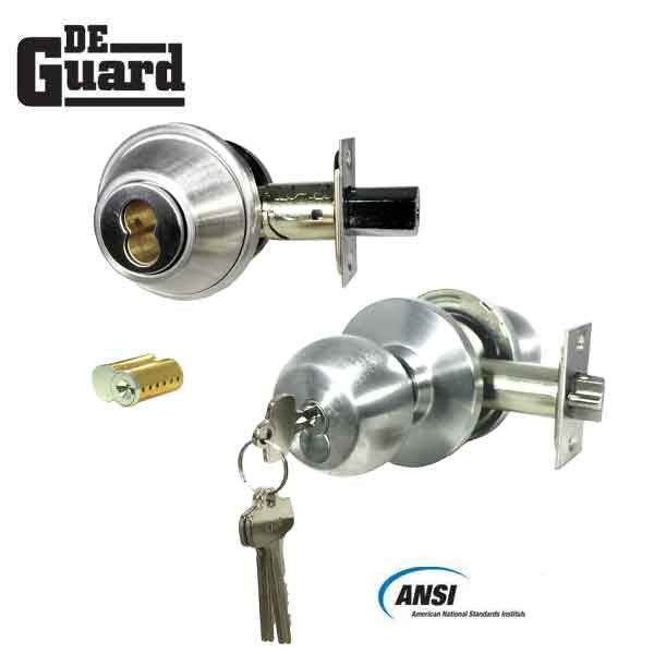 Heavy Duty IC Core Deadbolt w/ Commercial Door Knob Comboset - includes SFIC Cores - Grade 2 - UHS Hardware Heavy Duty IC Core Deadbolt w/ Commercial Door Knob Comboset - includes SFIC Cores - Grade 2 - UHS Hardware