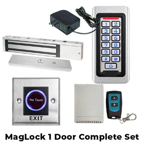 Complete Door Kit - Single Door Maglock 1200 lb w/ Stand Alone Keypad Controller - Wireless Remote Control Switch Kit - 12VDC Transformer & Contactless Door Exit Button - UHS Hardware Complete Door Kit - Single Door Maglock 1200 lb w/ Stand Alone Keypad Controller - Wireless Remote Control Switch Kit - 12VDC Transformer & Contactless Door Exit Button - UHS Hardware