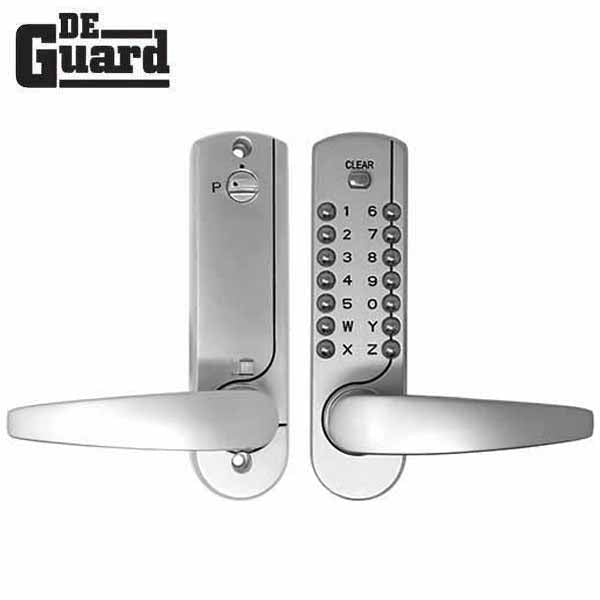 Premium Mechanical Keypad Keyless Lever Lock - EZ Code Change - Satin Chrome - UHS Hardware Premium Mechanical Keypad Keyless Lever Lock - EZ Code Change - Satin Chrome - UHS Hardware