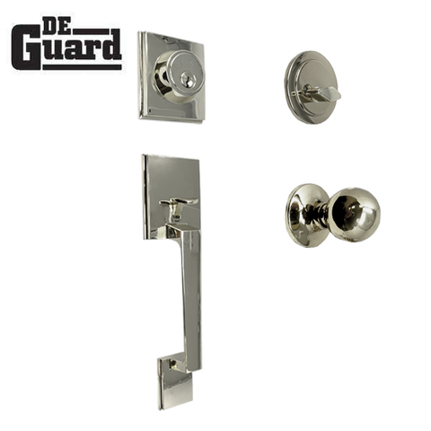 Premium Square "Montana" Style Design Handleset - Entrance - KW1/SC1 Keyway - Bright Chrome - Grade 3 - UHS Hardware Premium Square "Montana" Style Design Handleset - Entrance - KW1/SC1 Keyway - Bright Chrome - Grade 3 - UHS Hardware