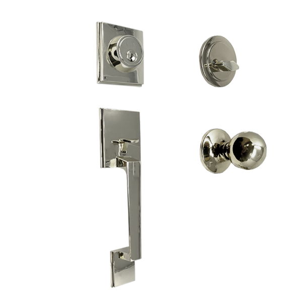 Premium Square "Montana" Style Design Handleset - Entrance - KW1/SC1 Keyway - Bright Chrome - Grade 3 - UHS Hardware Premium Square "Montana" Style Design Handleset - Entrance - KW1/SC1 Keyway - Bright Chrome - Grade 3 - UHS Hardware