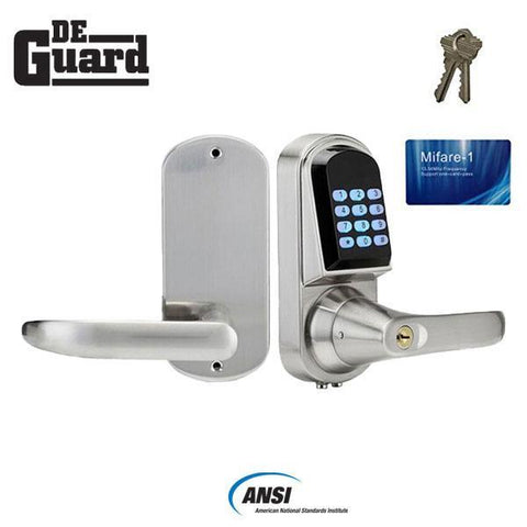 Electronic Lever Lock – SS – Satin Silver – w/ Programmable Prox Card & Key Override - UHS Hardware Electronic Lever Lock – SS – Satin Silver – w/ Programmable Prox Card & Key Override - UHS Hardware