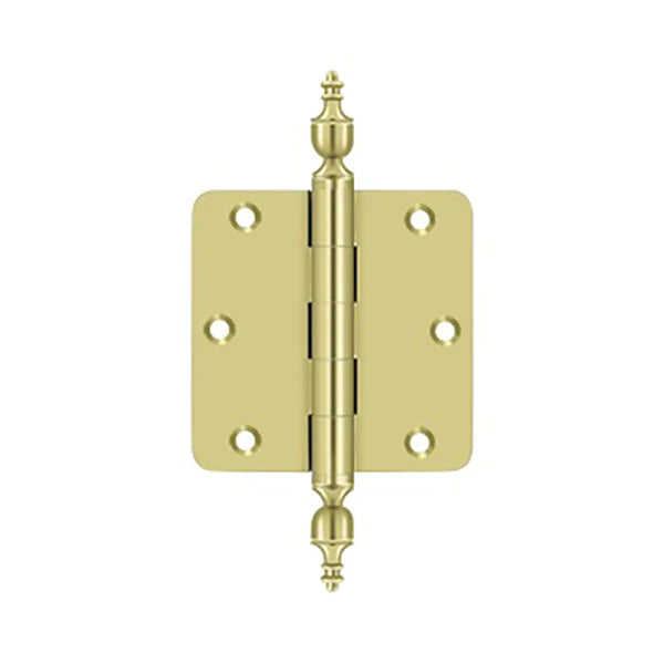 Deltana - 3-1/2" x 3-1/2" x 1/4" Radius Hinge - Urn Tipped - Solid Brass - 0.085" Thickness