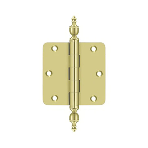 Deltana - 3-1/2" x 3-1/2" x 1/4" Radius Hinge - Urn Tipped - Solid Brass - 0.085" Thickness Deltana - 3-1/2" x 3-1/2" x 1/4" Radius Hinge - Urn Tipped - Solid Brass - 0.085" Thickness