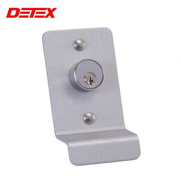 Detex - 03P - Pull Plate For Value Series Exit Devices - With Cylinder Hole - 630 - Satin Aluminum - UHS Hardware Detex - 03P - Pull Plate For Value Series Exit Devices - With Cylinder Hole - 630 - Satin Aluminum - UHS Hardware