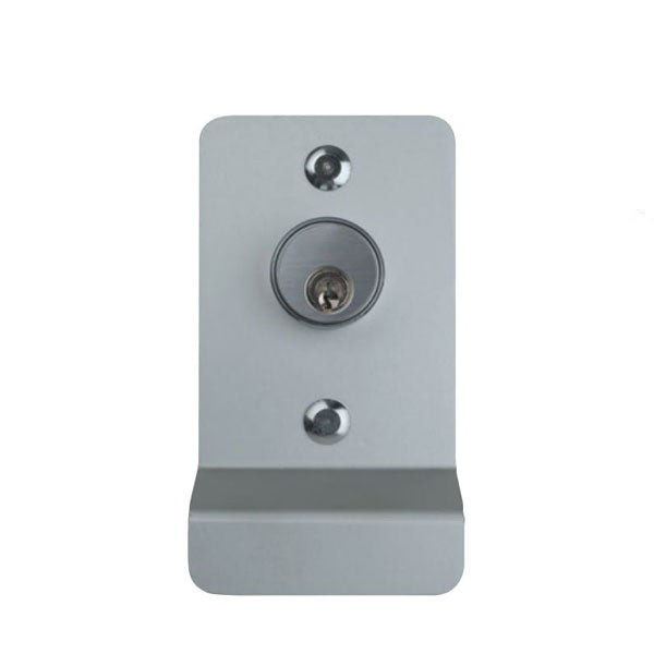 Detex - 03P - Pull Plate For Value Series Exit Devices - With Cylinder Hole - 630 - Satin Aluminum - UHS Hardware Detex - 03P - Pull Plate For Value Series Exit Devices - With Cylinder Hole - 630 - Satin Aluminum - UHS Hardware