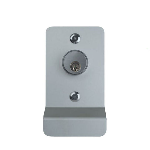 Detex - 03P - Pull Plate For Value Series Exit Devices - With Cylinder Hole - 630 - Satin Aluminum - UHS Hardware Detex - 03P - Pull Plate For Value Series Exit Devices - With Cylinder Hole - 630 - Satin Aluminum - UHS Hardware
