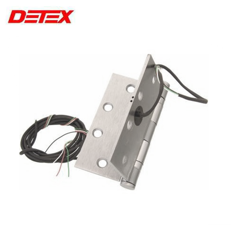 Detex - Electric Hinge - Five Knuckle - Standard Weight - 4-1/2" x 4-1/2" - 8 Wire - Satin Chrome - UHS Hardware Detex - Electric Hinge - Five Knuckle - Standard Weight - 4-1/2" x 4-1/2" - 8 Wire - Satin Chrome - UHS Hardware