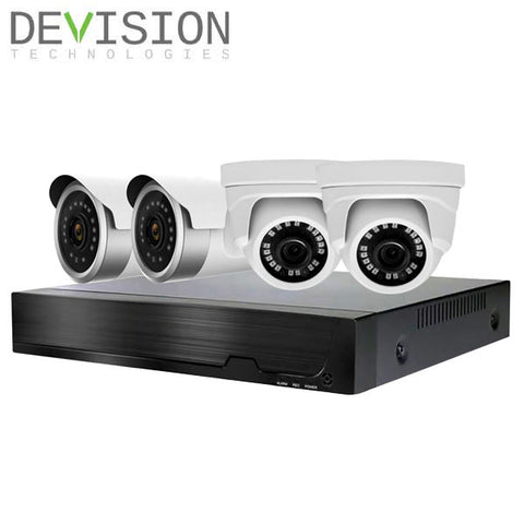 Devision / HDCVI DVR Kit / 4 Channels / 5MN XVR / 2 x 4MP Eyeball Cameras + 2 x 4MP Bullet Cameras w/ 4mm Lens / DVA-XD2504-4440 - UHS Hardware Devision / HDCVI DVR Kit / 4 Channels / 5MN XVR / 2 x 4MP Eyeball Cameras + 2 x 4MP Bullet Cameras w/ 4mm Lens / DVA-XD2504-4440 - UHS Hardware