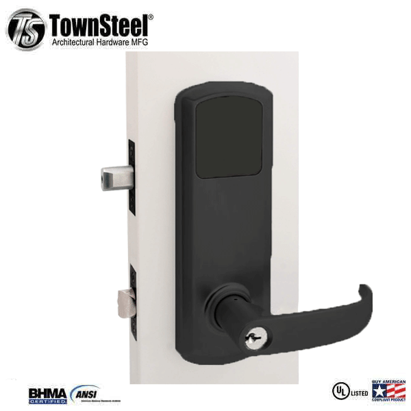 TownSteel - E-Genius 5000 - Interconnected Electronic Touch Keypad Lock - Entry - RFID & Wifi - 4" - On Center - Right Handed - Flat Black - Grade 1 - UHS Hardware TownSteel - E-Genius 5000 - Interconnected Electronic Touch Keypad Lock - Entry - RFID & Wifi - 4" - On Center - Right Handed - Flat Black - Grade 1 - UHS Hardware
