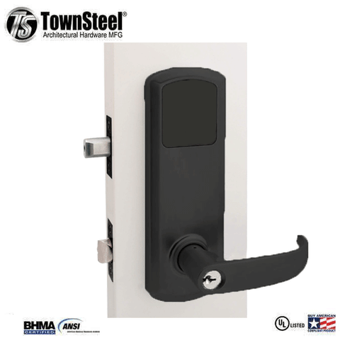 TownSteel - E-Genius 5000 - Interconnected Electronic Touch Keypad Lock - Entry - RFID & Wifi - 4" - On Center - Right Handed - Flat Black - Grade 1 - UHS Hardware TownSteel - E-Genius 5000 - Interconnected Electronic Touch Keypad Lock - Entry - RFID & Wifi - 4" - On Center - Right Handed - Flat Black - Grade 1 - UHS Hardware