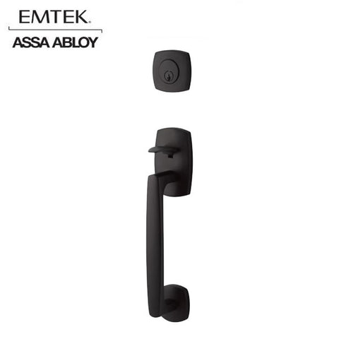 EMTEK - 4715 - Urban Modern Sectional Tubular Entry Set - Schlage "C" Keyway - 2 3/8" Backset - Optional Handing - Geneva Lever - Flat Black EMTEK - 4715 - Urban Modern Sectional Tubular Entry Set - Schlage "C" Keyway - 2 3/8" Backset - Optional Handing - Geneva Lever - Flat Black