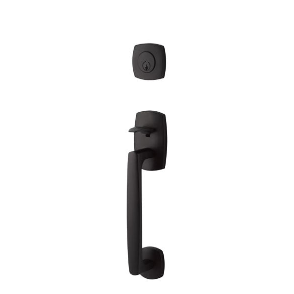 EMTEK - 4715 - Urban Modern Sectional Tubular Entry Set - Schlage "C" Keyway - 2 3/8" Backset - Optional Handing - Geneva Lever - Flat Black
