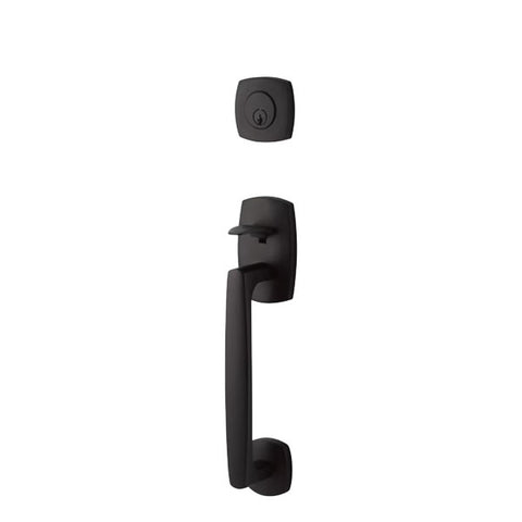 EMTEK - 4715 - Urban Modern Sectional Tubular Entry Set - Schlage "C" Keyway - 2 3/8" Backset - Optional Handing - Geneva Lever - Flat Black EMTEK - 4715 - Urban Modern Sectional Tubular Entry Set - Schlage "C" Keyway - 2 3/8" Backset - Optional Handing - Geneva Lever - Flat Black