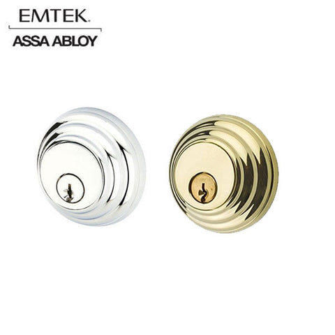 EMTEK - 8355 - Double Cylinder - Deadbolt - Schlage "C" Keyway - 2-3/8" Backset - Polished Brass Interior - Polished Chrome Exterior - UHS Hardware EMTEK - 8355 - Double Cylinder - Deadbolt - Schlage "C" Keyway - 2-3/8" Backset - Polished Brass Interior - Polished Chrome Exterior - UHS Hardware