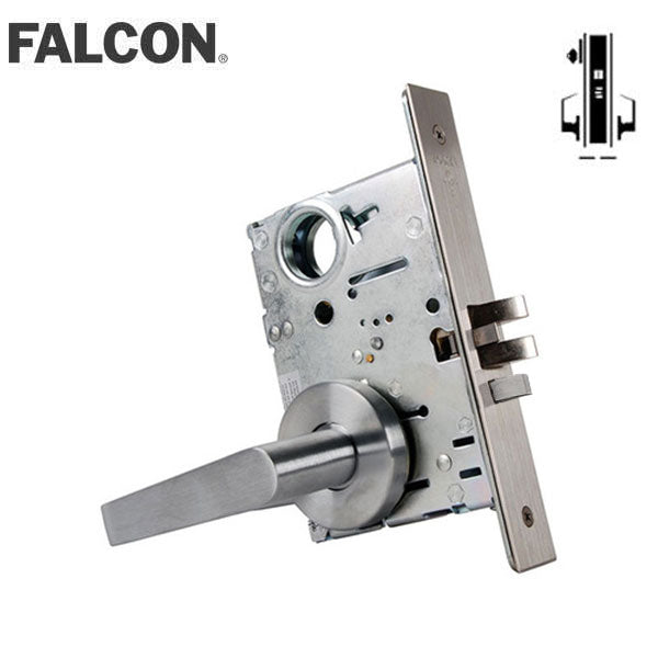 Falcon - MA51B-DG - Cylinder Mortise Lock - Storeroom - SFIC - Dane Lever - 626 - Optional Handing - Satin Chrome - Fire Rated - Grade 1 - UHS Hardware Falcon - MA51B-DG - Cylinder Mortise Lock - Storeroom - SFIC - Dane Lever - 626 - Optional Handing - Satin Chrome - Fire Rated - Grade 1 - UHS Hardware