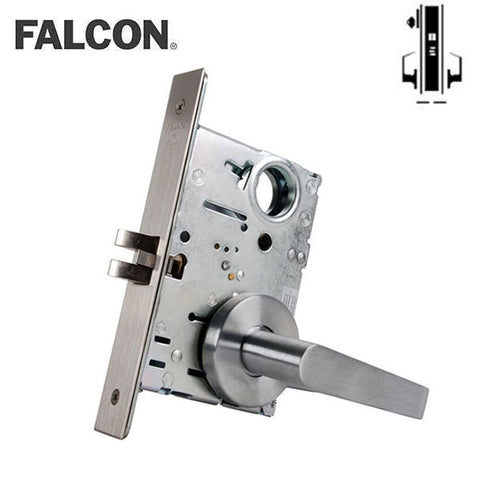 Falcon - MA51B-DG - Cylinder Mortise Lock - Storeroom - SFIC - Dane Lever - 626 - Optional Handing - Satin Chrome - Fire Rated - Grade 1 - UHS Hardware Falcon - MA51B-DG - Cylinder Mortise Lock - Storeroom - SFIC - Dane Lever - 626 - Optional Handing - Satin Chrome - Fire Rated - Grade 1 - UHS Hardware