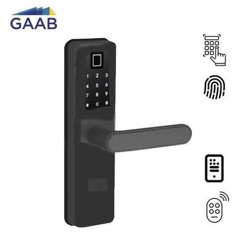 GAAB - Electronic Keyless Smart Door Mortise Lock - Bluetooth / Fingerprint - Black - Entrance - Euro Style - UHS Hardware GAAB - Electronic Keyless Smart Door Mortise Lock - Bluetooth / Fingerprint - Black - Entrance - Euro Style - UHS Hardware