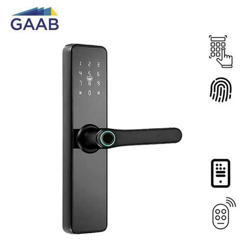 GAAB - Electronic Keyless Smart Door Mortise Lock - Bluetooth / WiFi / Fingerprint - App Management - Black - Entrance - Euro Style - UHS Hardware GAAB - Electronic Keyless Smart Door Mortise Lock - Bluetooth / WiFi / Fingerprint - App Management - Black - Entrance - Euro Style - UHS Hardware