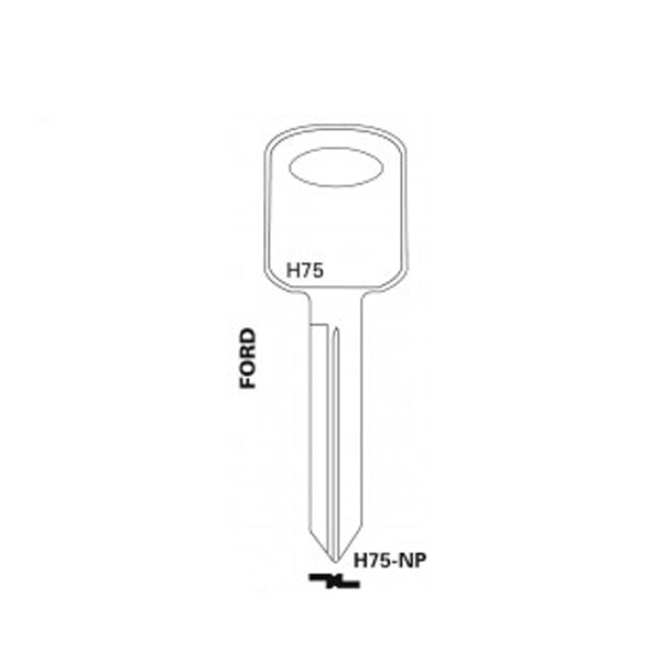JET - H75-NP - Ford / Lincoln / Mercury / Mazda Key Blank - Nickel Plated - UHS Hardware