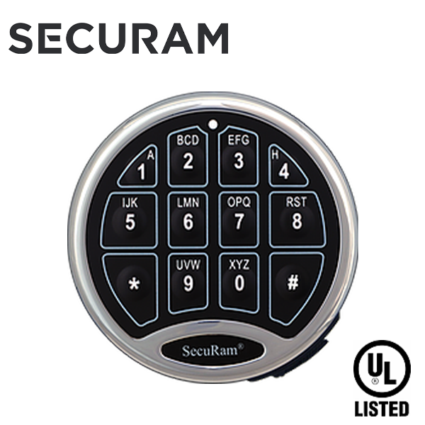 SECURAM - SafeLogic Basic Electronic Safe Keypad SwingBolt Lock - UL Listed - Satin Chrome - UHS Hardware SECURAM - SafeLogic Basic Electronic Safe Keypad SwingBolt Lock - UL Listed - Satin Chrome - UHS Hardware