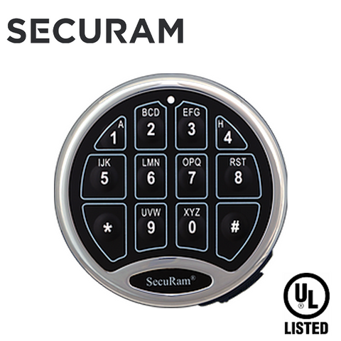 SECURAM - SafeLogic Basic Electronic Safe Keypad SwingBolt Lock - UL Listed - Satin Chrome - UHS Hardware SECURAM - SafeLogic Basic Electronic Safe Keypad SwingBolt Lock - UL Listed - Satin Chrome - UHS Hardware