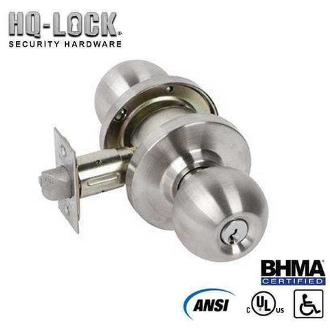 HQ LOCK 4374 - Commercial Door Knob - Grade 2 - Satin Chrome - SC4 - Storeroom - UHS Hardware HQ LOCK 4374 - Commercial Door Knob - Grade 2 - Satin Chrome - SC4 - Storeroom - UHS Hardware