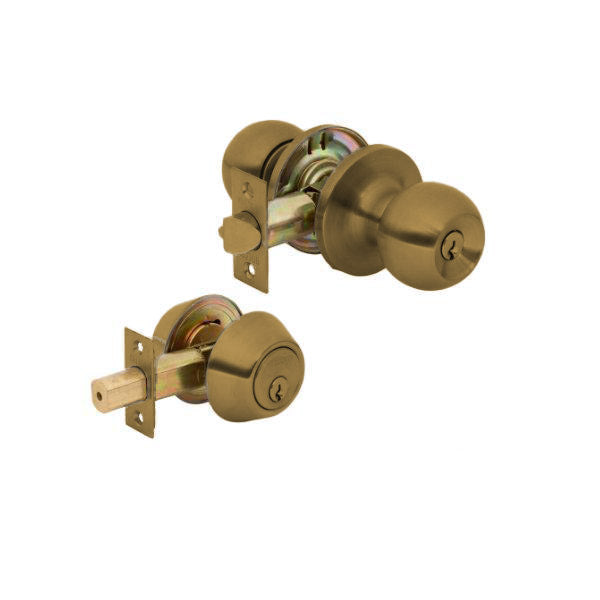 HQ LOCK - Entry Lockset - Deadbolt Combo Set - Single Cylinder - Antique Brass - Optional Keyway - UHS Hardware HQ LOCK - Entry Lockset - Deadbolt Combo Set - Single Cylinder - Antique Brass - Optional Keyway - UHS Hardware