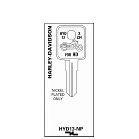 JET - HYD13 - Harley Davidson - Motorcycle Key - Nickel Plated - UHS Hardware JET - HYD13 - Harley Davidson - Motorcycle Key - Nickel Plated - UHS Hardware